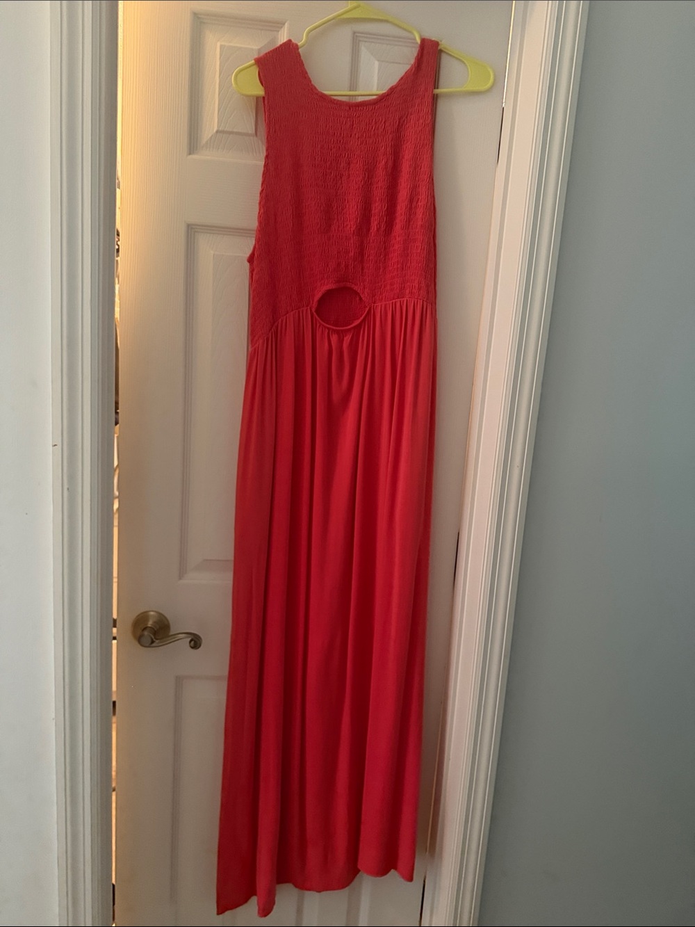 Women’s Sleeveless Red Maxi Dress with Cutout
